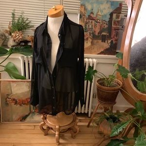 Shear black button down